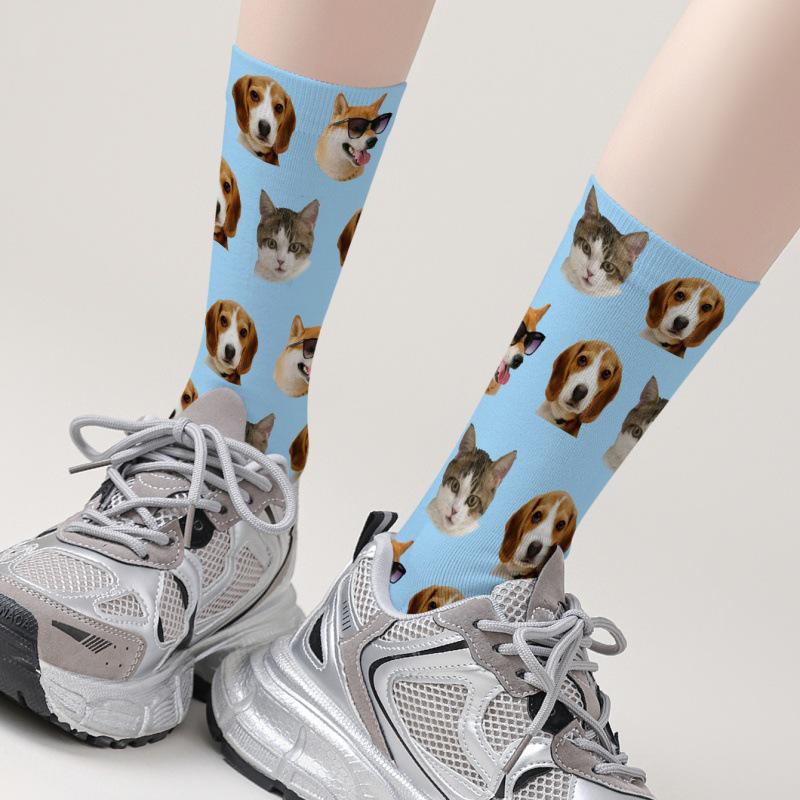 Șosete DIY cu Imprimeu 3D al Feței - Cadou de Crăciun Personalizat din Poliester cu Design 360°