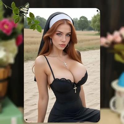 Gothic Wall Art 8x12 Inch Vintage Metal Sign with Cross Necklace & Lace