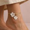 Adjustable Flower Pendant Anklet with OT Buckle Golden Oil-Dripped Foot Chain Bohemian Style Vibrant Floral Beach Jewelry Girl