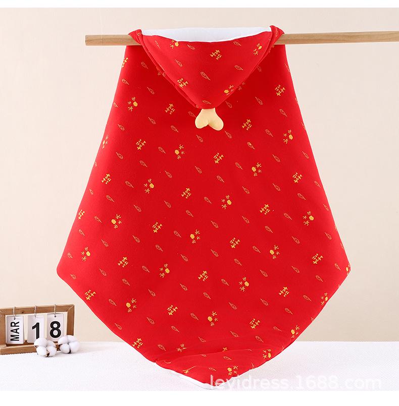 Red Pure Cotton Newborn Swaddle Blanket - Skin-friendly, Washable with Tie