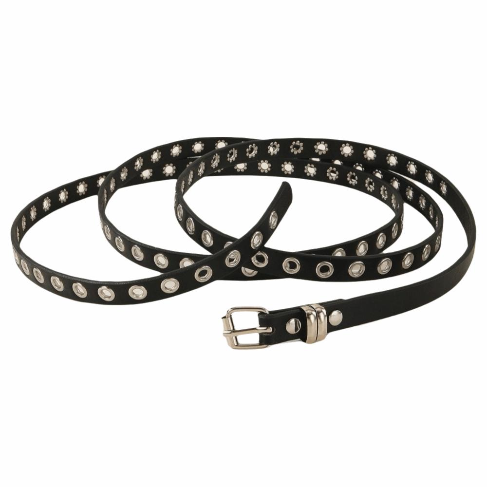 Extra Long Thin Double Layer Circle Chain Adjustable Rivet Eyelet Knotted Belt  Music Festival