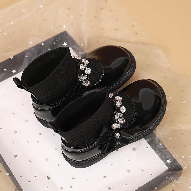 2025 Toamnă Iarnă Cizme Noi pentru Copii Cizme la Modă Negre Simple Casual Pantofi din Piele pentru Copii