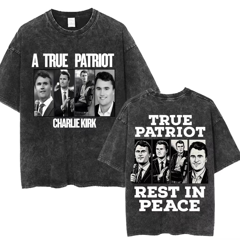 Justice for Charlie Kirk Freedom Washed T Shirts Fashion Men Women Vintage T Shirts Oversized 100 Cotton Casual Tees Streetwear