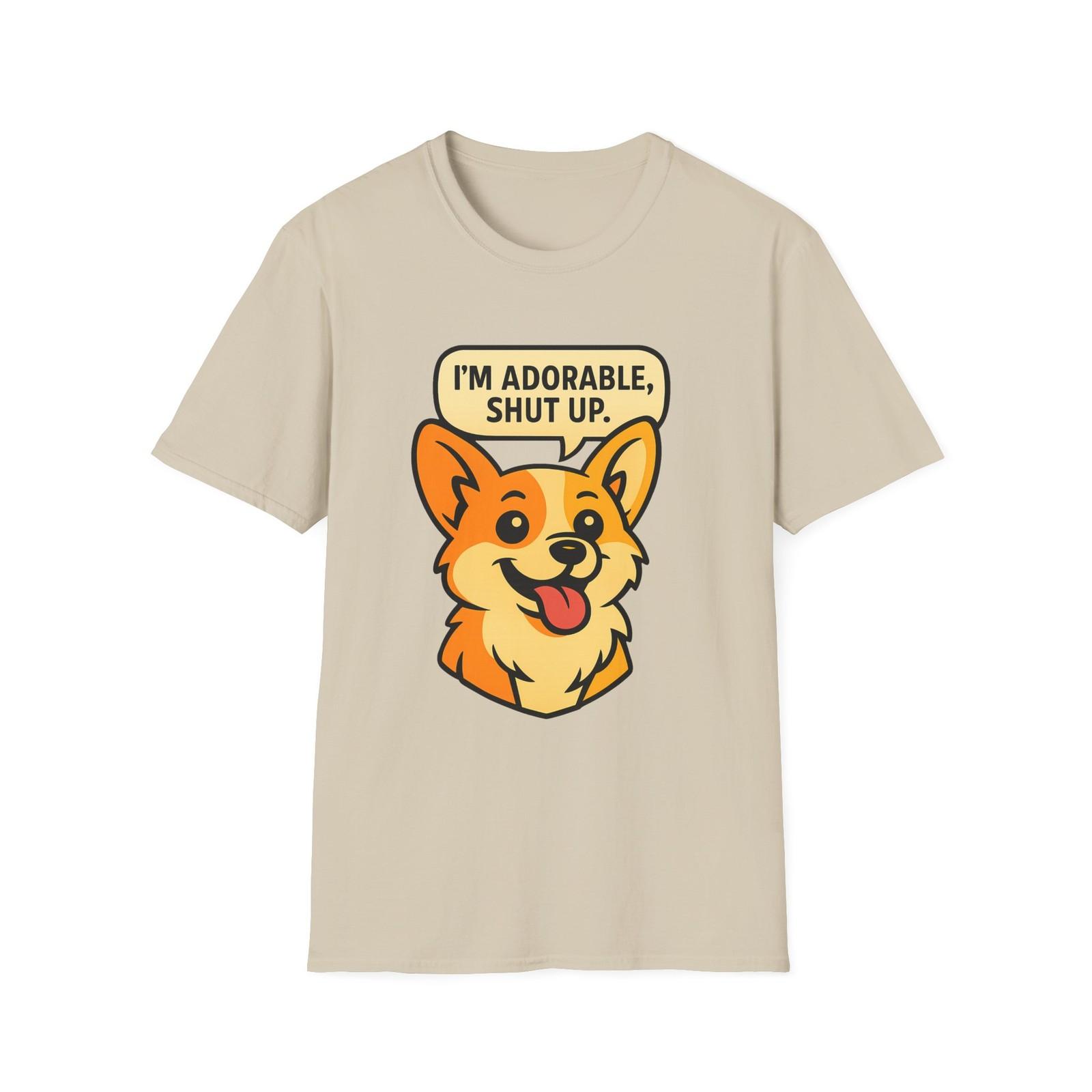 Unisex Softstyle T-Shirt Mens Womens Tees Top Adorable Menace Corgi Puppy - Attitude, Funny 4XL