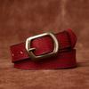 Women's Belt Retro Fashion and Personalized Emboss Leather Pin Buckle Pure Cowhide Korean Style Versatile Coarse Grain Jeans Belt Women