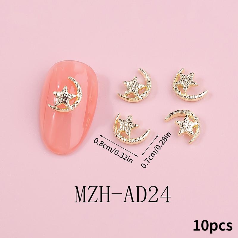 

10Pcs 3D Metal Hollow Pentagram Stars Crystal Nail Charms Five-Pointed Star Rhinestones Nails Art Decorations Jewelry Manicure MZH-AD24