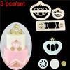3 Pcs/set Princess Carriage Print Plunger Fondant Cake Mold Plastic Cookie Cutter