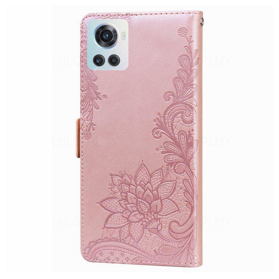 Portefeuille à Double Boucle en Dentelle Mode Étui en Cuir à Rabat Pour Motorola Moto Oneplus 10T 15 15R Apple iPhone 17E 14 16 Pro Max 13 Google Pixel 10A 9A Housse