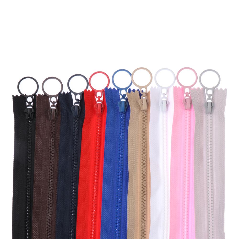 5pcs/Pack Resin Zipper 25cm Candy Colors Zippers Round Ring Zipper Decorative For Sewing Bag Garment DIY Sewing Accessories