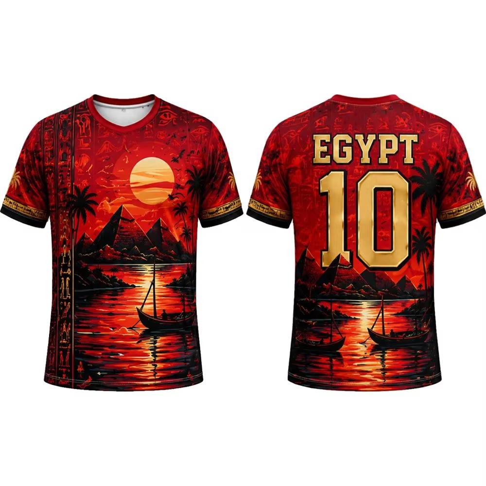 Men's Egypt Pyramid Pharaoh Graphic Short Sleeve Jersey Quick Dry Breathable Lightweight Football T-Shirt for Adult Fans
