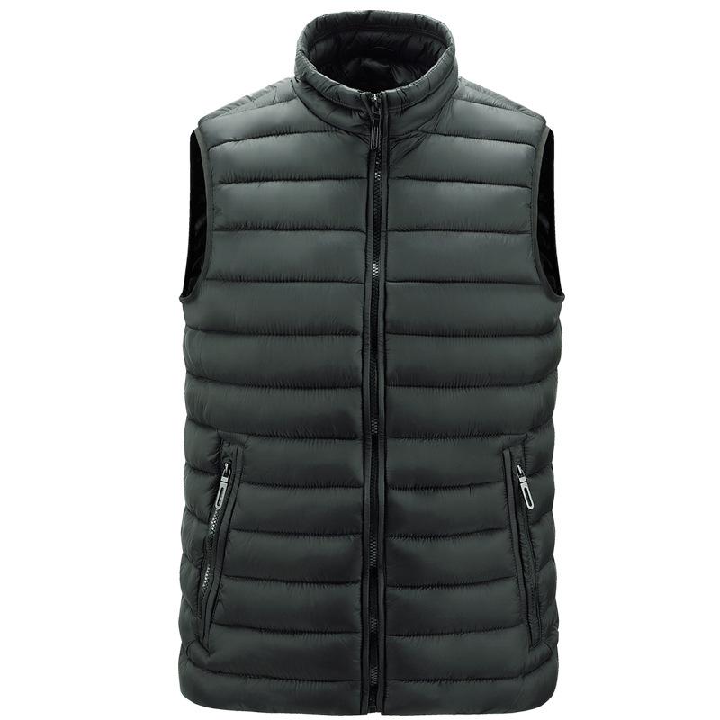 Men's Light Cotton Ribbed Zipper Vest with Pockets for Autumn and Winter