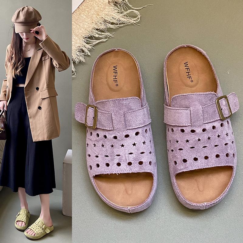 Fashion Shoes for Women 2025 New Open Toe Women's Slippers Fashion Outdoor Beach Casual Summer Belt Buckle Comfortable Flat Slippers