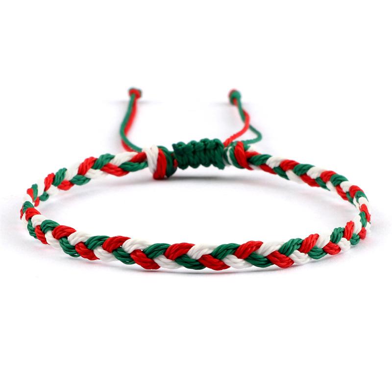 Adjustable Colorful Three-Strand Braided Waxed Thread Bracelet Set for Couples and Handmade Jewelry