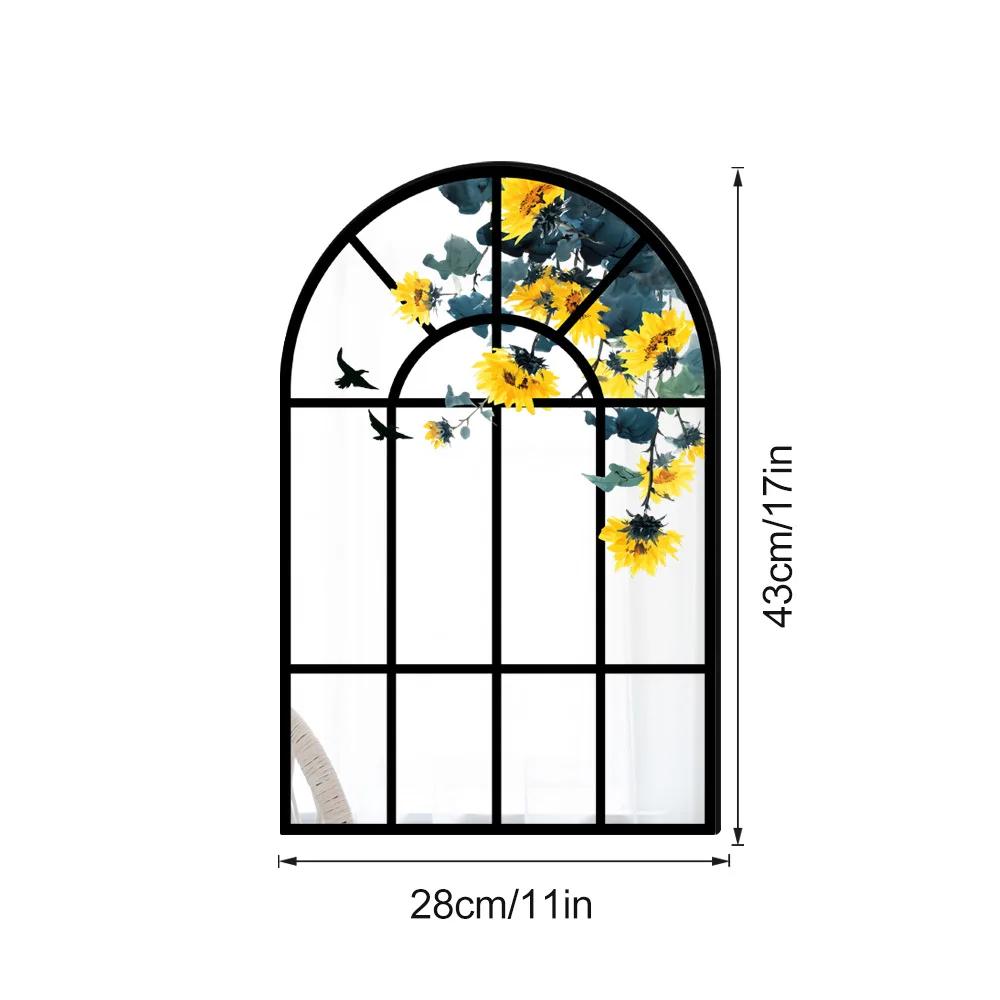 28x43cm Acrylic Arched Window Wall Mirror Wall Decorative Mirror Windowpane Arch Mirror for Bathroom Farmhouse Vanity Room Decor