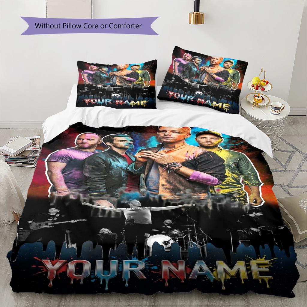 Name Custom Coldplay Band Pattern Bedding Set Quilt Cover Pillowcase Home Decor Gift (1 * duvet cover + 2 * pillowcase, without core)