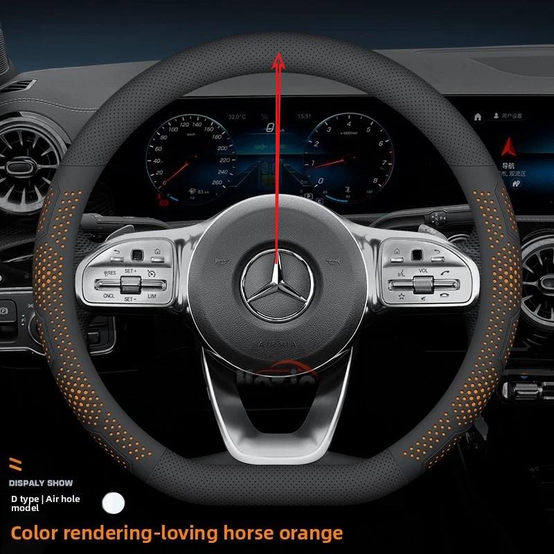 Leather Car Steering Wheel Cover for Mercedes-Benz A-class CLE-class G350 C220 C-class GLB W124 W203 W447 W212 W210 W221 W213 mo00