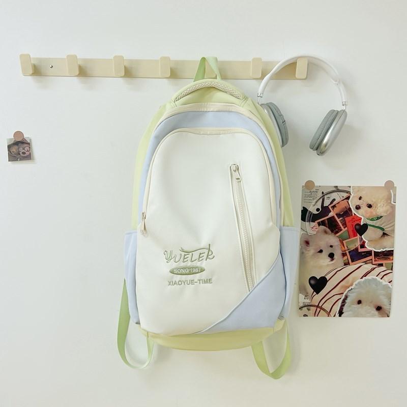 Schoolbag for Female High School Students  American Retro Large-capacity Backpack  Trendy Letter Embroidered New Backpack for College Students