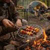 Portable Stainless Steel BBQ Grill Net Non-Stick with Handle BBQ Mesh Round Multi-functional Cooking Racks Picnic