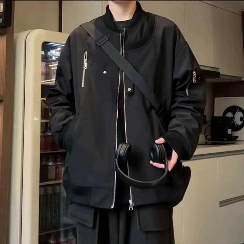 2025 Unisex Loose-Fit Trendy Baseball Jacket for Spring/Autumn 2XL чёрный