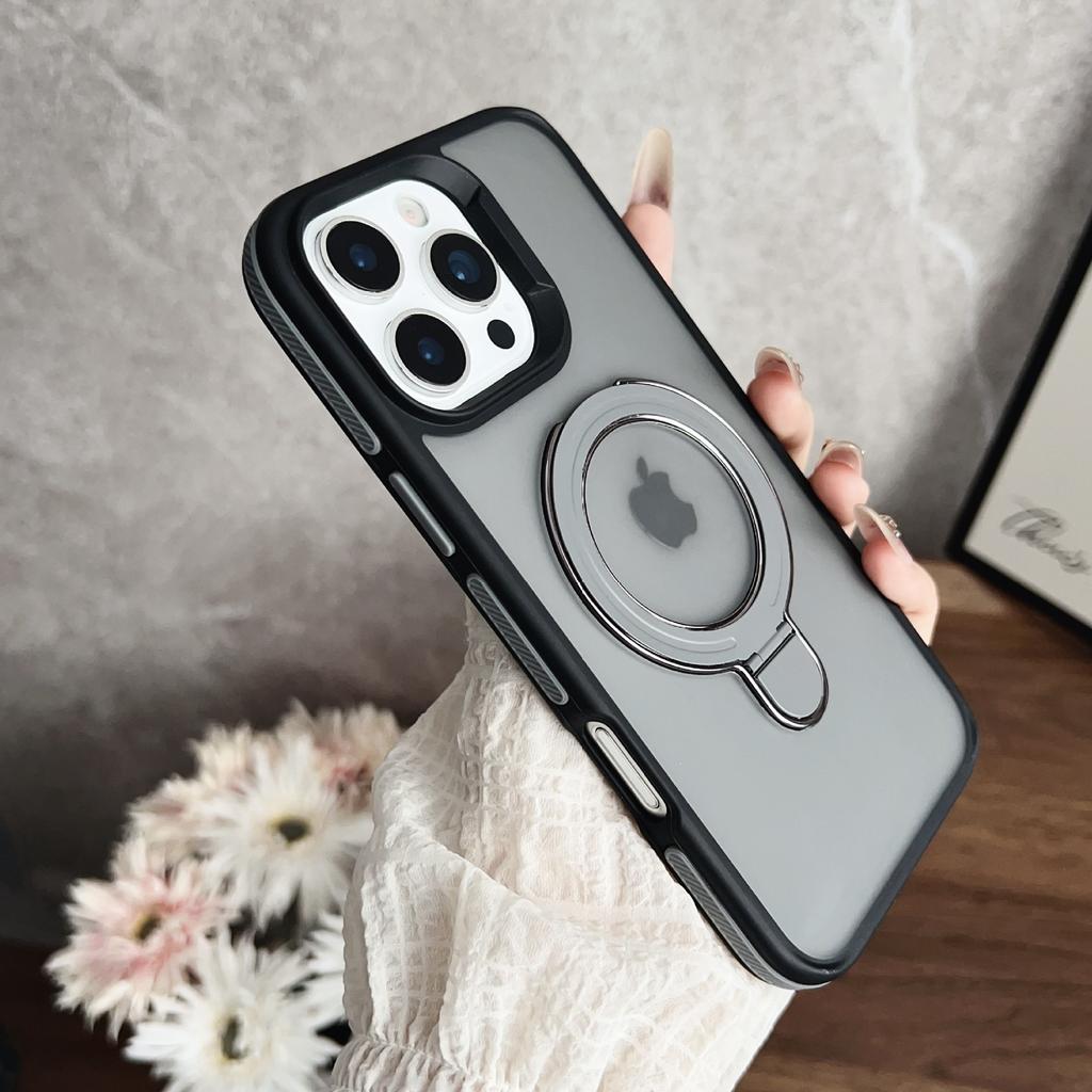 Magnetic Stand Suitable for IPhone16 Phone Case, Apple 15Promax, Two-color Shield Armor, Anti-slip Edge, Simple