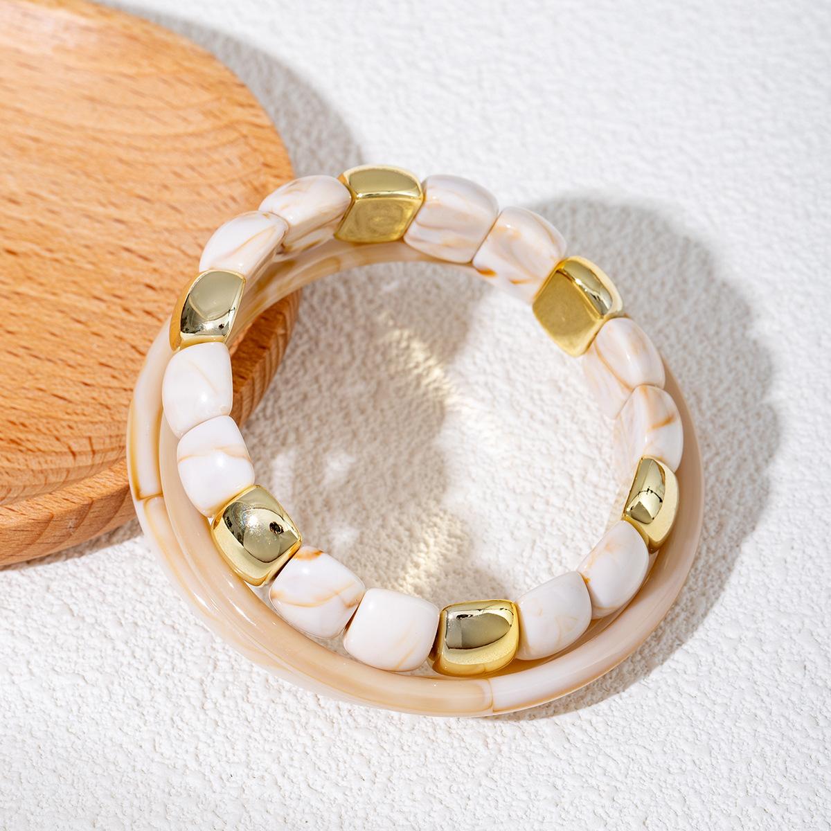 Акриловый Геометрический Овальный Браслет Винтажный Нишевый Цвет Многослойный Толстый Браслет Украшение Женский