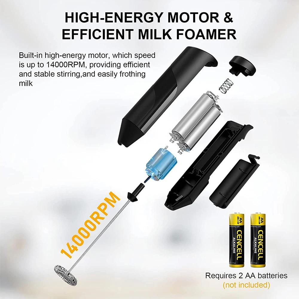 Elektrischer Milchaufschäumer Kaffeemaschine Handrührer Schneebesen Schaumbereiter Getränkemixer mit Ständer Küchenmilch Kaffee Eier Rührwerkzeug