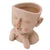 Men Face Flower Pot Hand Painting Resin Men Head Flowerpot Decorative Funny Succulent Flowerpot with Drain Hole for