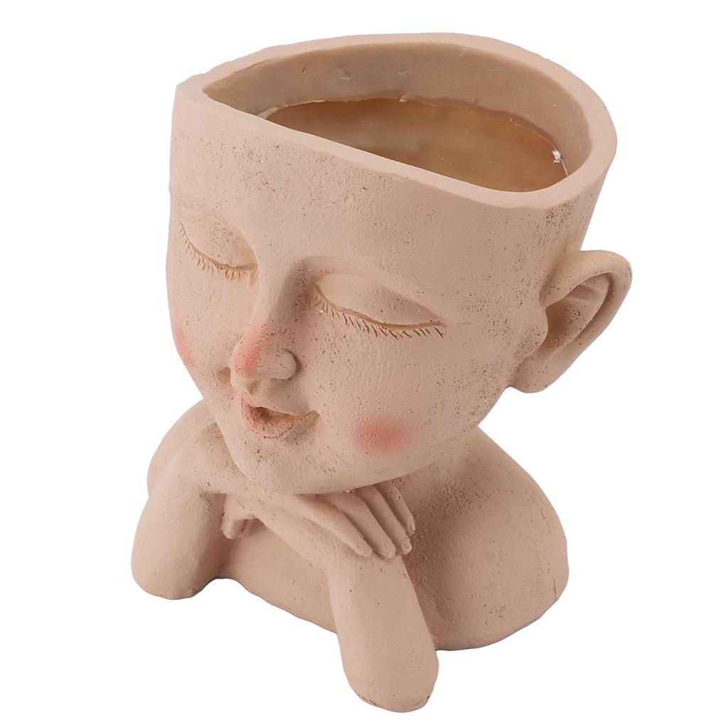 Men Face Flower Pot Hand Painting Resin Men Head Flowerpot Decorative Funny Succulent Flowerpot with Drain Hole for