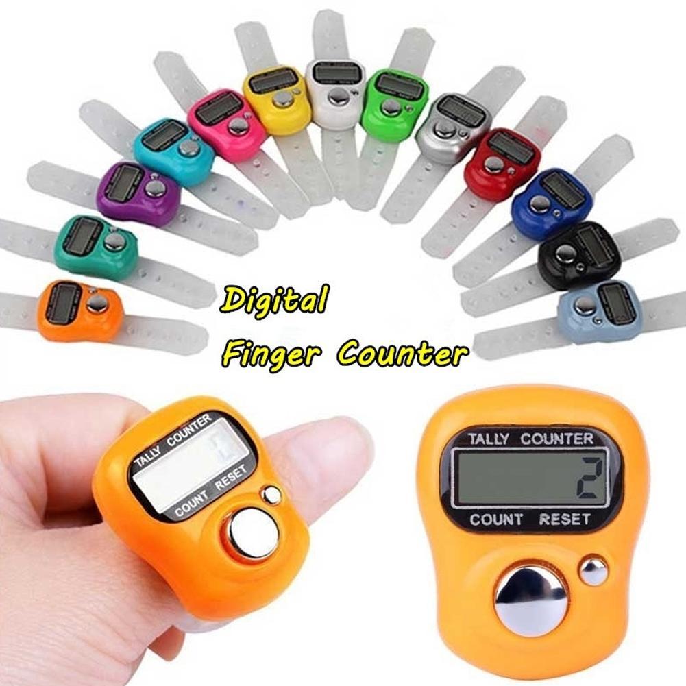 Random Color Finger Counter Ring 5 Digital LED Electronic Handheld Tally Counter Clicker Counter with Islamic Tasbih Bead