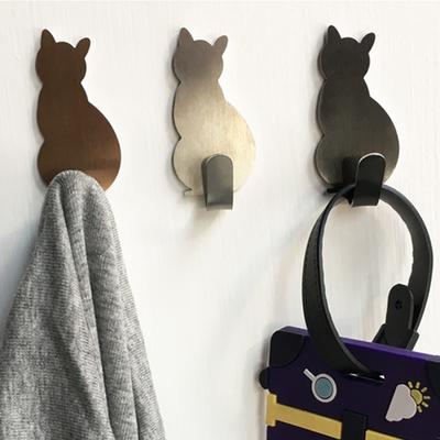 2Pcs Strong Metal Cat Towel Adhesive Hanger  Sticker  Bathroom Door ARI