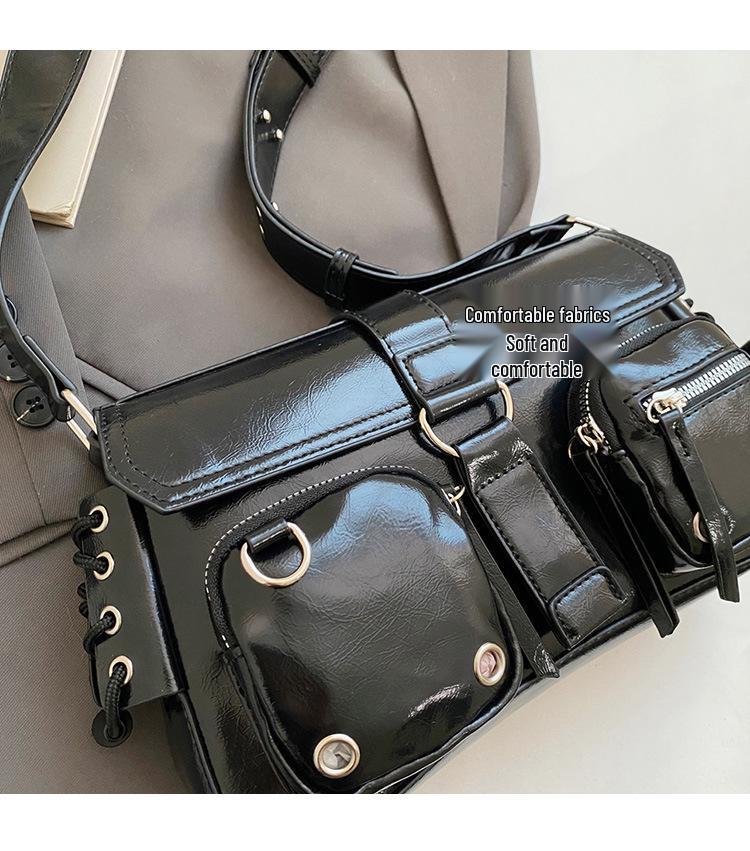 Trendy Texture Hot Girl Underarm Baguette Bag - Women's 2025 Niche Design Motorcycle Shoulder & Crossbody Bag