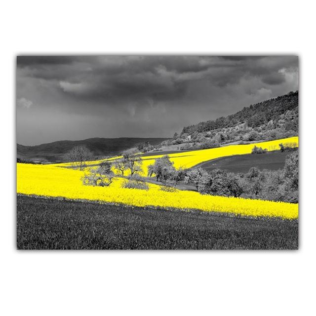 Retro Art Country Style Landscape Canvas Painting Rape Flower Sea Poster Office Wall Painting Living Room Home Decoration Mural No Frame