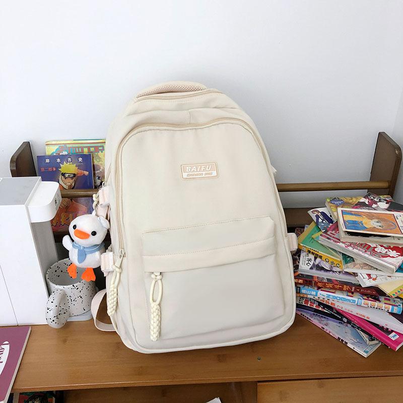 Schoolbag Japanese Simple Solid Color Backpack Women's New Fashion Versatile Large Capacity Junior High School Student Schoolbag Tide Ins
