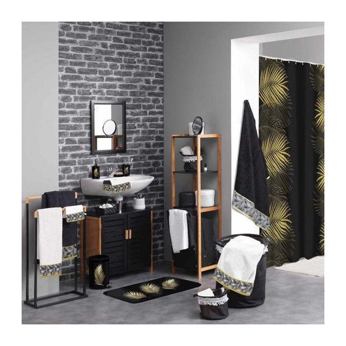 Duschvorhang - DOUCEUR D'INTERIEUR - Orbella - 180 x 200 cm - Polyester - Schwarzer Aufdruck