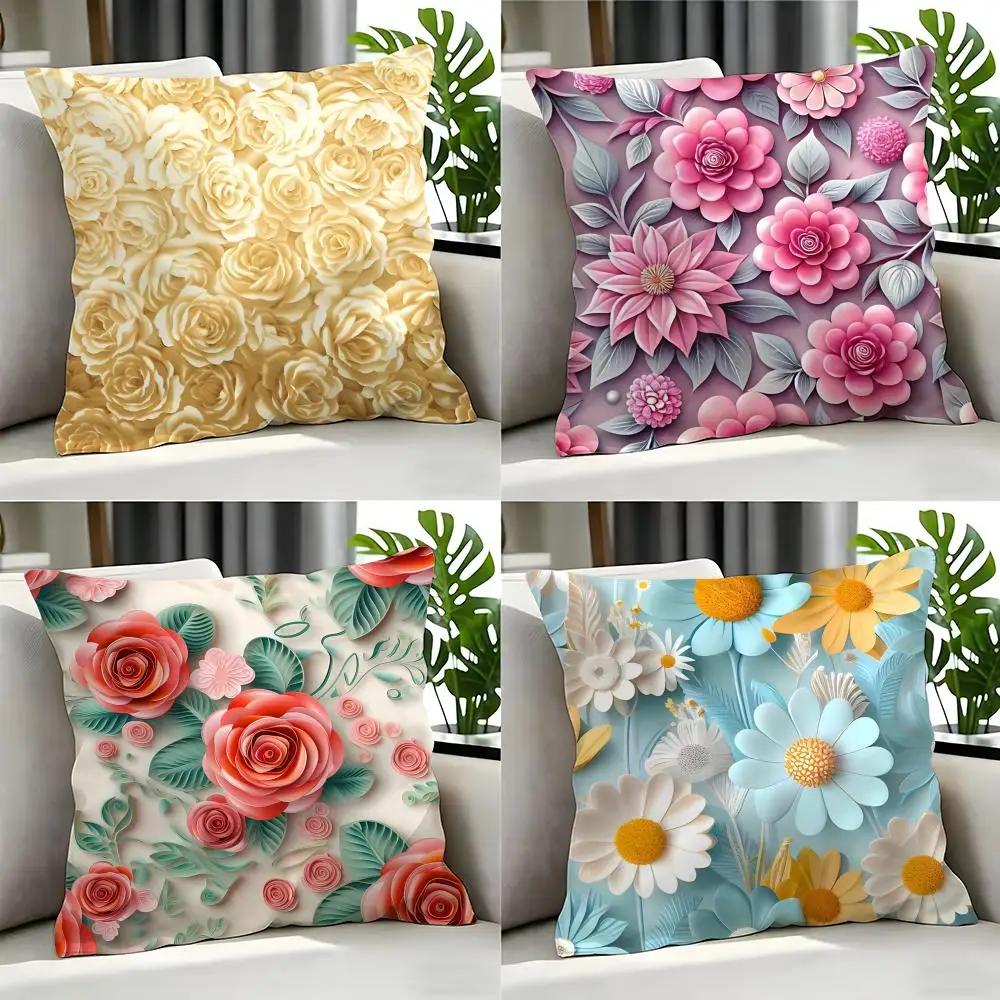 Art D Flowered Cushion Cover Cushion Cover Set Pcs X X X Pillowcase Decorative Sofa Home Decor