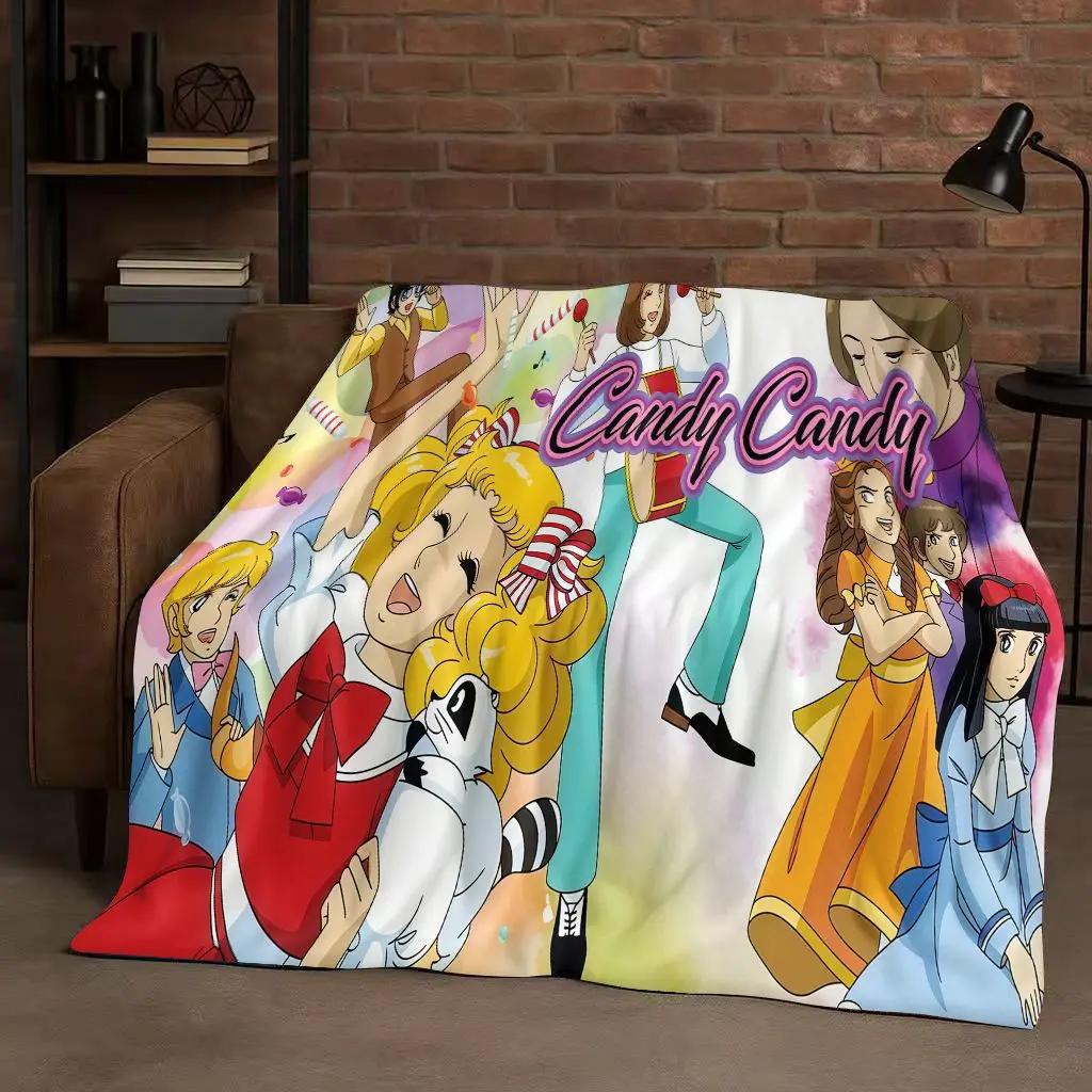 Coperta in Flanella Classica Cartoon Caramelle Dolce Ragazza, Coperta Morbida Calda in Peluche per Casa Camera da Letto Letto Divano Ufficio Bambino
