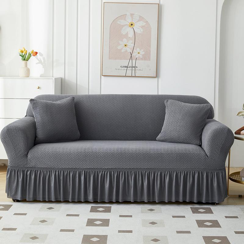 Jacquard Ruffle Edge Sofa Cover - Universal Fit for All Seasons