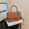 Women PU Leather Shoulder Bag Stylish Crossbody Bag Patchwork Handbag Stylish Top Handle Bag with Detachable & Adjustable Shoulder Strap for Commuting
