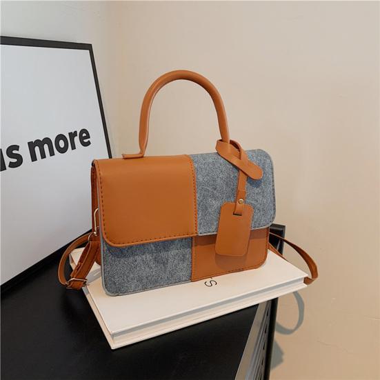 Women PU Leather Shoulder Bag Stylish Crossbody Bag Patchwork Handbag Stylish Top Handle Bag with Detachable & Adjustable Shoulder Strap for Commuting