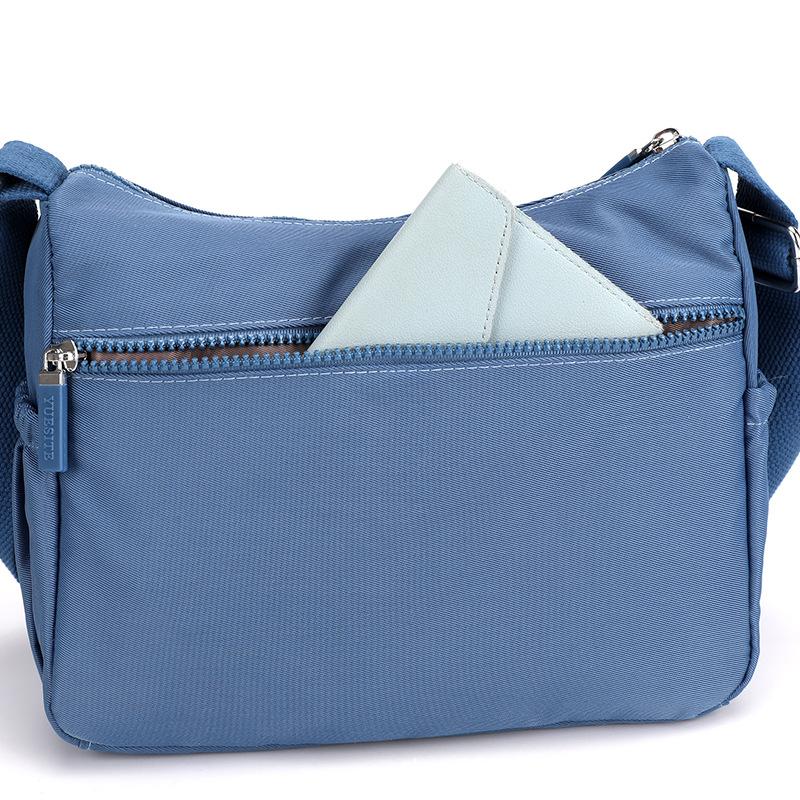 Women's Bag Nylon Crossbody Bag Lightweight Large Capacity Embroidered Line Single Shoulder Backpack Multifunctional Middle-aged Mother Bag