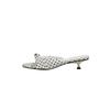 Polka dot slippers women's summer new pearl bow cat heel beautiful cool slippers