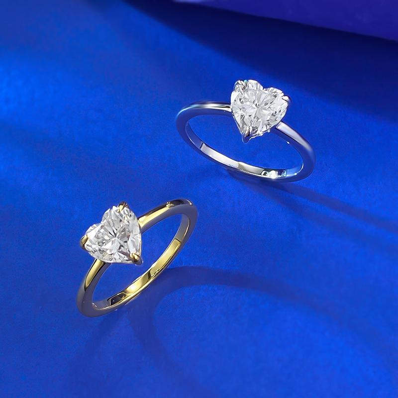 Simulation Diamond Ring 7 * 7Mm Heart-Shaped White Diamond Temperament Wedding Ring Women'S Daily Life