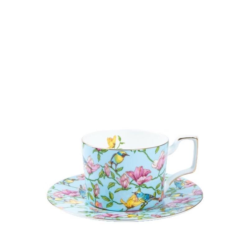Shangqi Floral Bone China Coffee Cup and Saucer Set