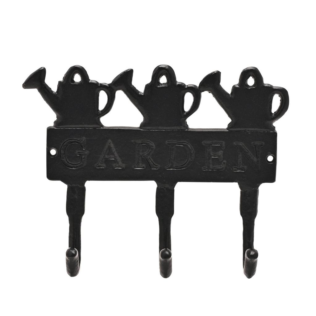 Country Living Cast Iron Wall Plaque with 3 Hooks -Watering Cans