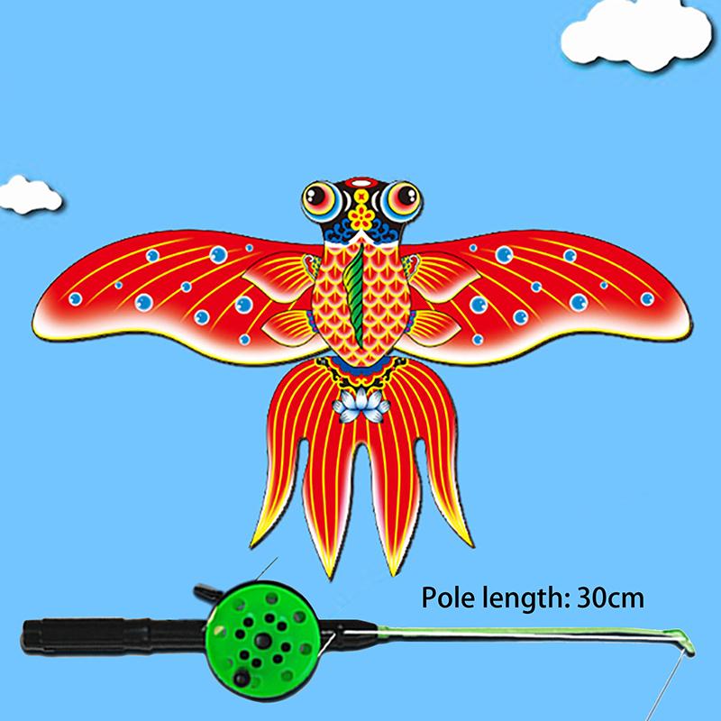 Caña de Pescar Cometa Dibujos Animados Niños Cometa Dinámica Caña de Pescar Miniatura Loro Águila Golondrina Cometa