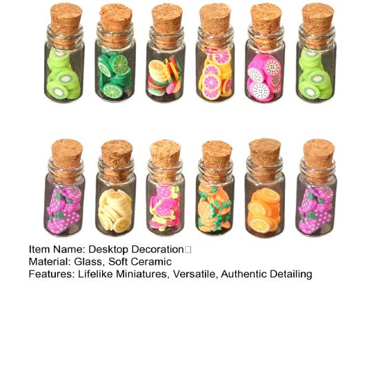 12Pcs Doll Houses Accessories Miniature Fruit Jars 1/12 Scale Realistic Fruits In Glass Jar for Fairy Garden Doll Houses Kitchen Decor And DIY Crafts