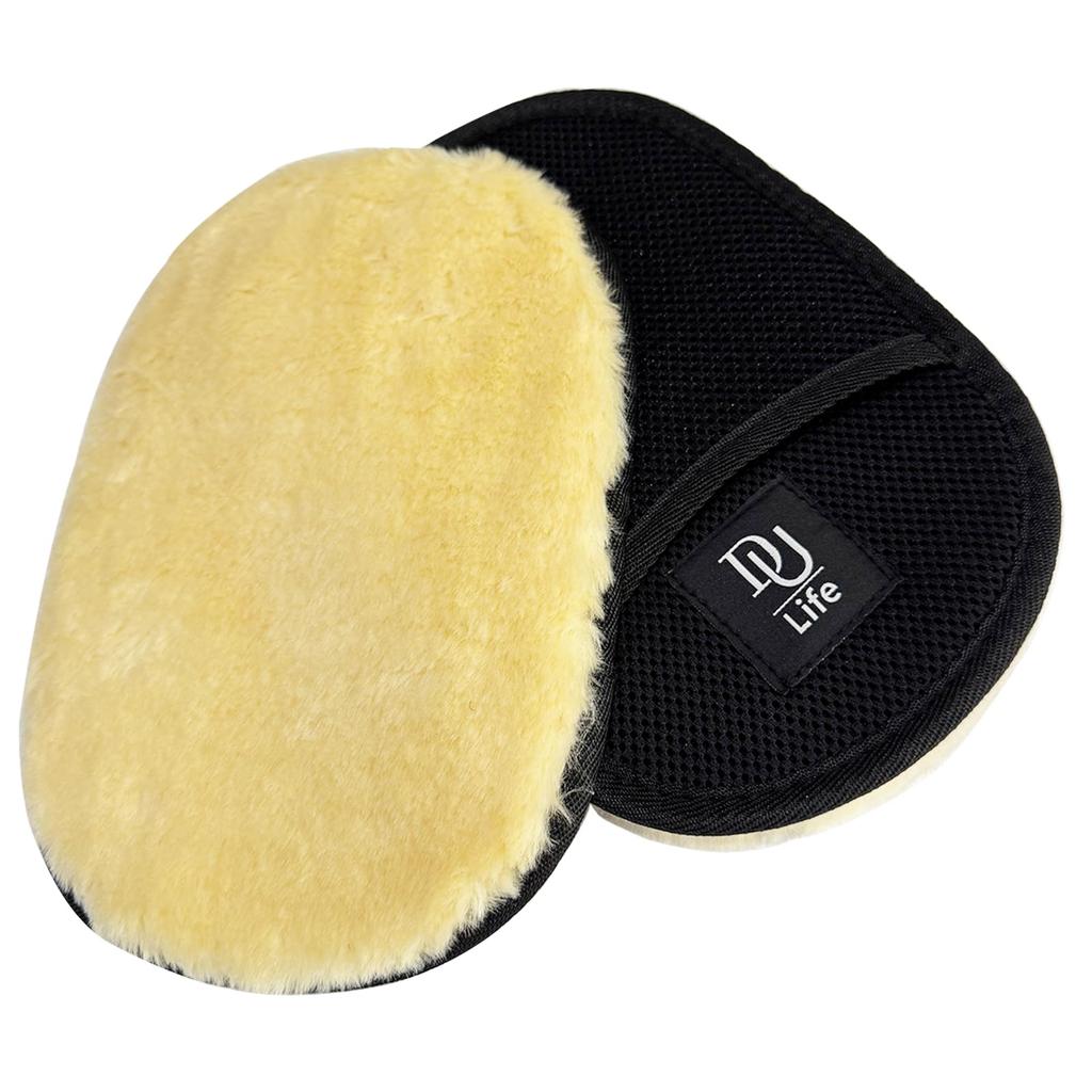 DU Life Sheepskin Gloves with 2 Car Wash Mouton Fiber Wash Hand Wash Car Wash Car Wash Car Wheel Wash Car Wash Car Wash Set of 2 Sponges, Mitt,