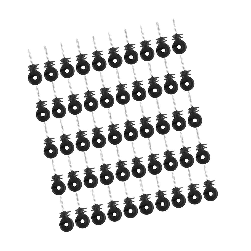 50 Stück Set Schwarze Schraub-Ringisolatoren Elektrozaunzubehör für Holzpfosten