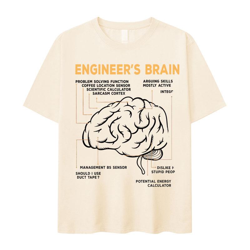 Hot Sale Clothing Funny Engineers Brain Graphics Fashion TShirts Men Cotton Aesthetic Short Sleeve Tee Oversized Comfort Tshrit