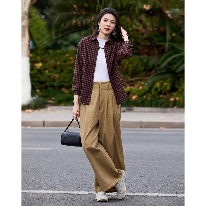 Demana Retro Plaid Lapel Shirt for Women